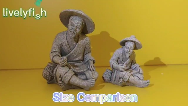 Amazon.com: livelyfish Mini Fisherman Statue Asian Zen Decoration